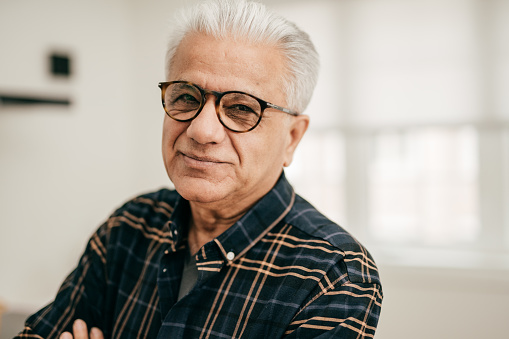 Close up portrait of senior man.